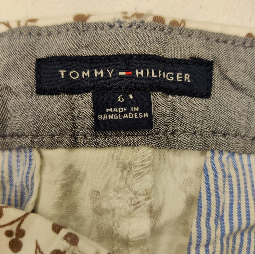 Tommy Hilfiger White Pants With Brown Floral Woman's Size 6 - Picture 3 of 3